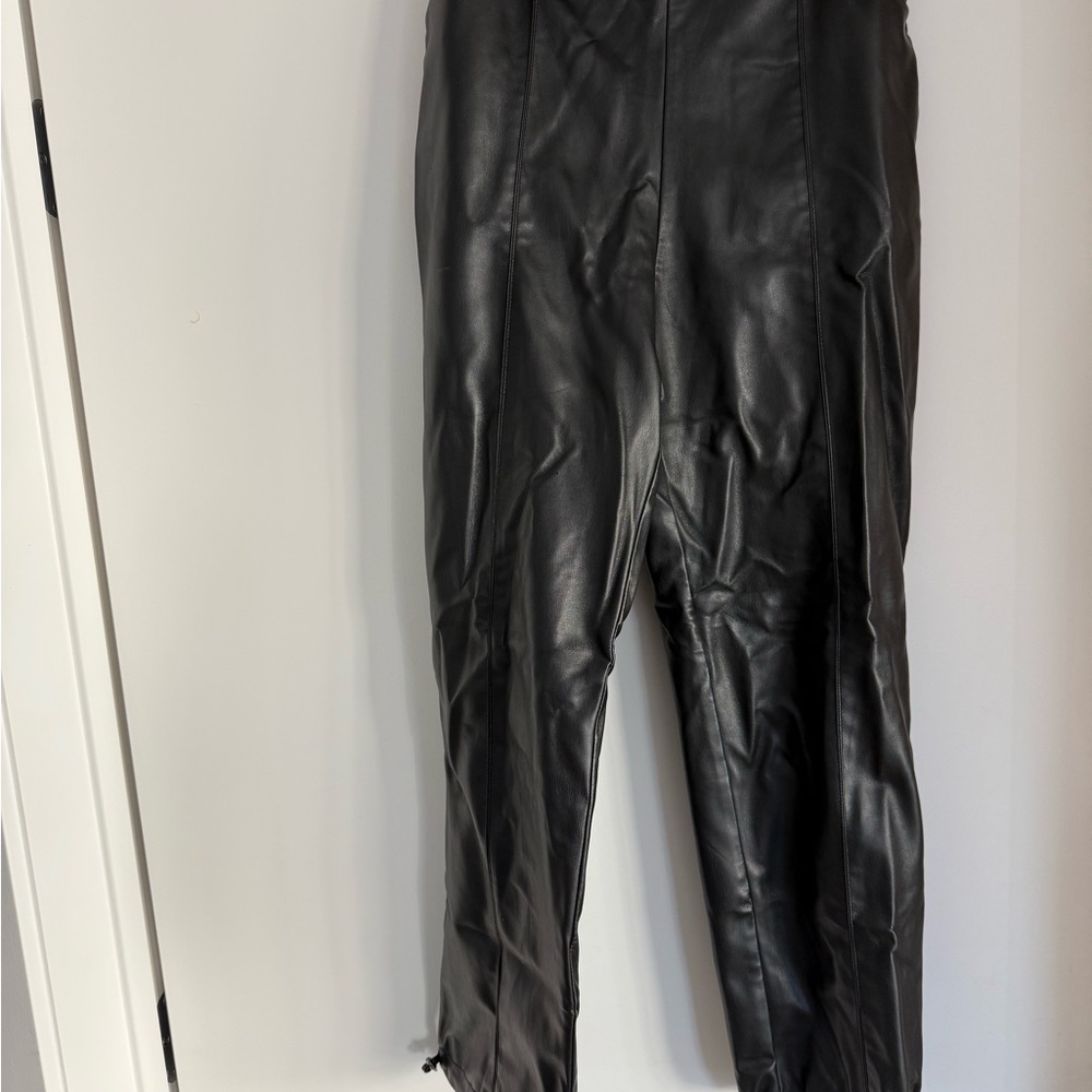Zara Black Cropped Leather Pants